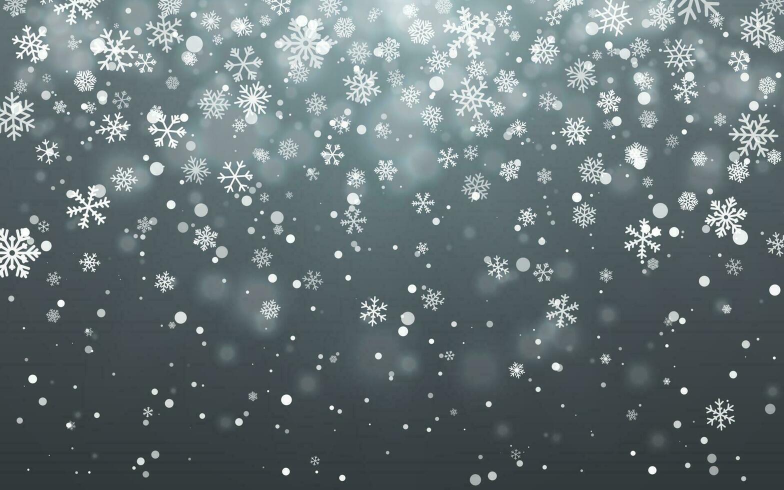 Christmas snow. Falling snowflakes on dark background. Snowfall. Vector illustration