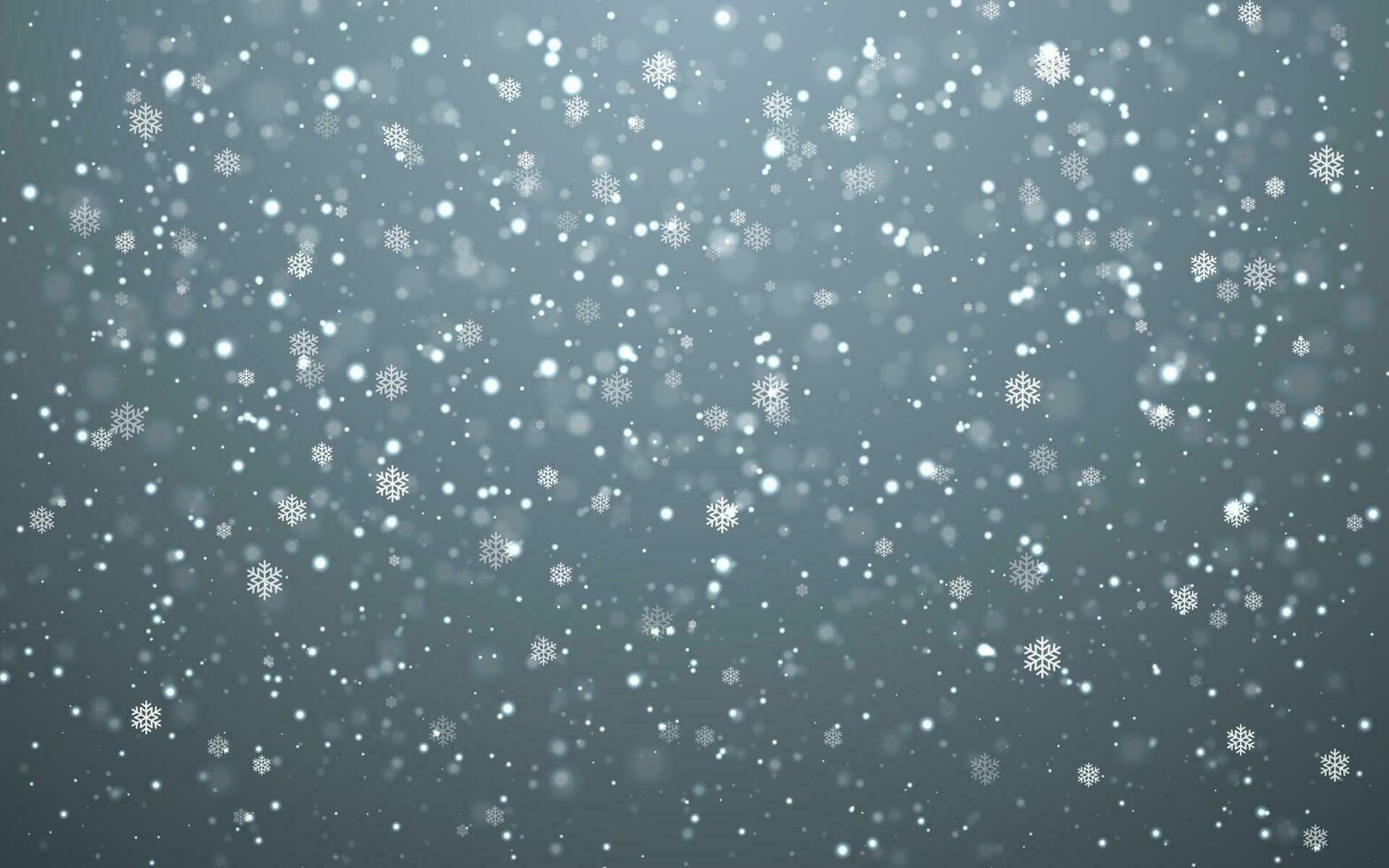 Christmas snow. Falling snowflakes on dark background. Snowfall. Vector illustration