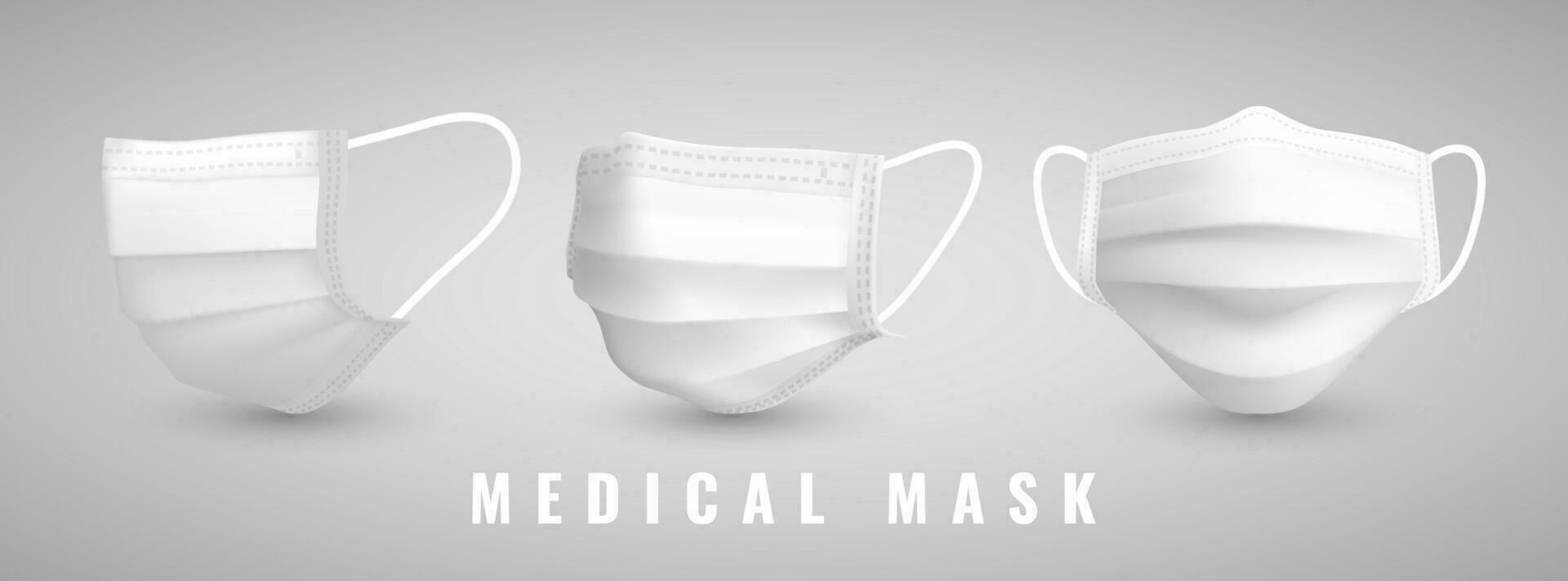 Realistic medical face mask. Details 3d medical mask. Vector illustration