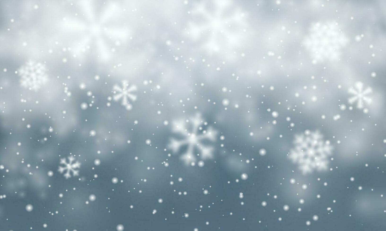 Christmas snow. Falling snowflakes on blue background. Snowfall. Vector illustration