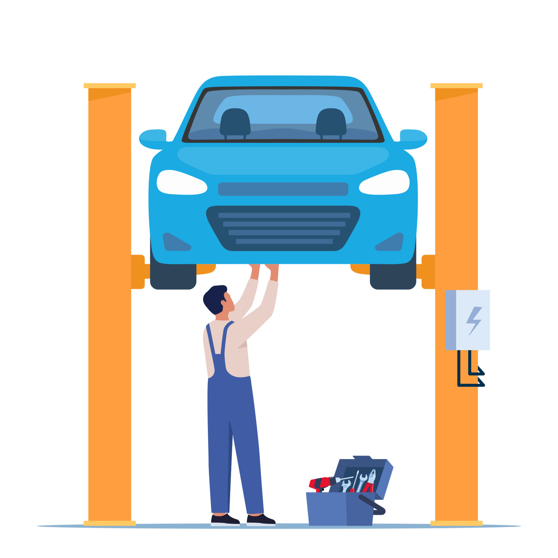 Car Repair Auto Mechanic Near The Car Lifted On Autolifts Car Service car-repair-auto-mechanic-near-the-car-lifted-on-autolifts-car-service