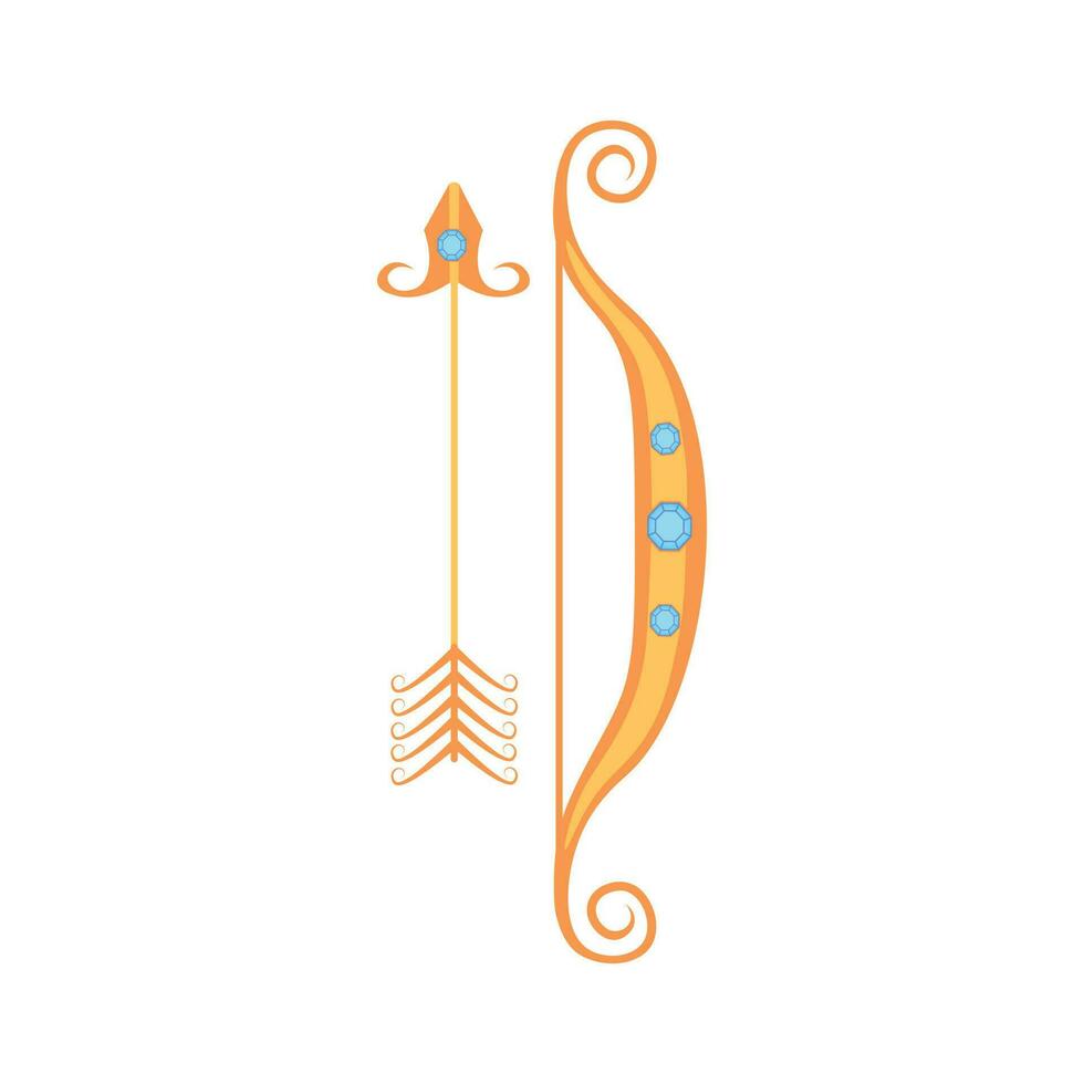 Golden bow and arrow vector