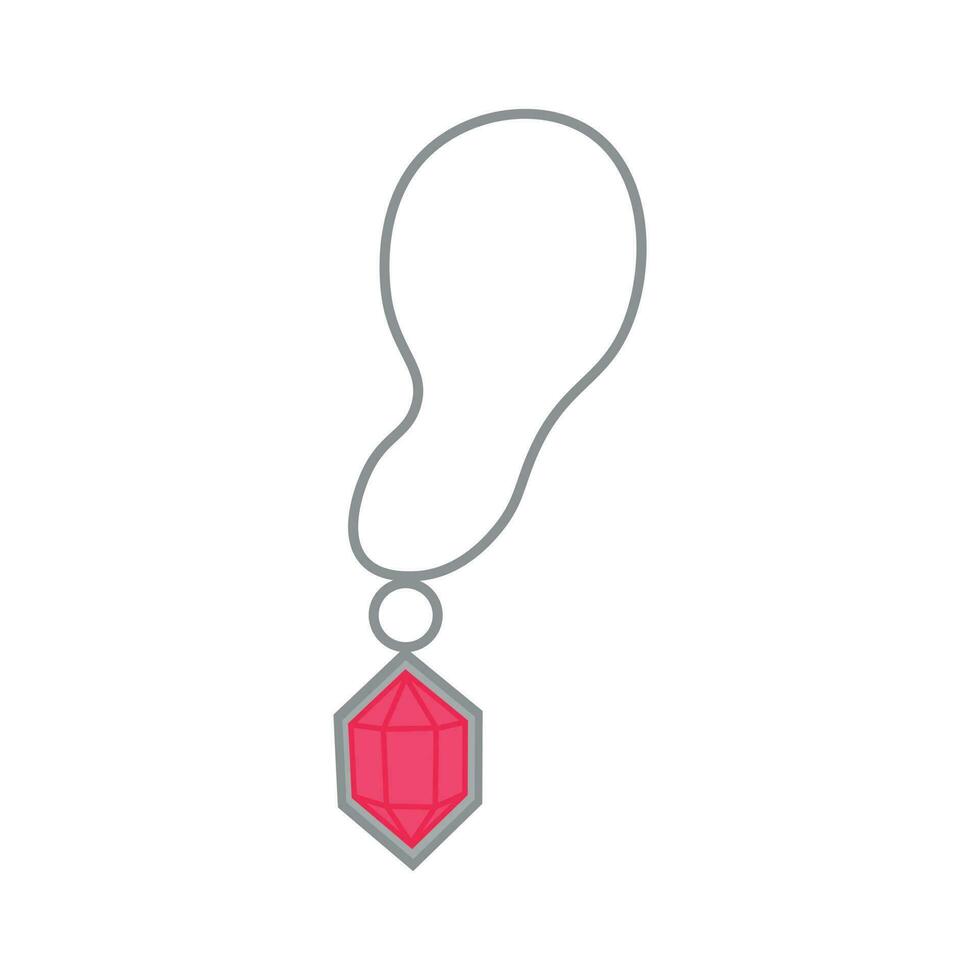 Silver amulet with red gem vector