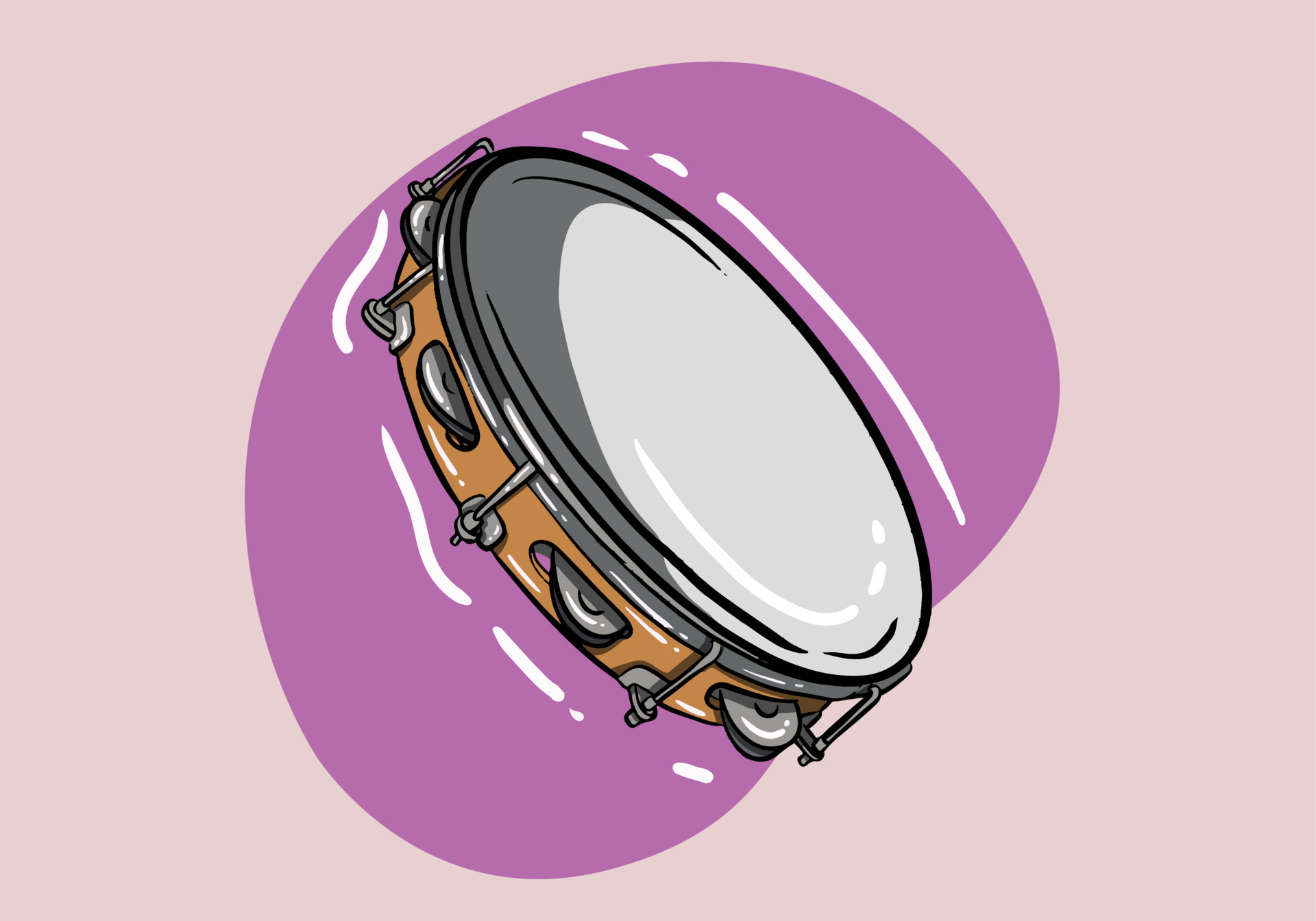 Hand drawn Tambourine icon. Cartoon illustration of tambourine icon