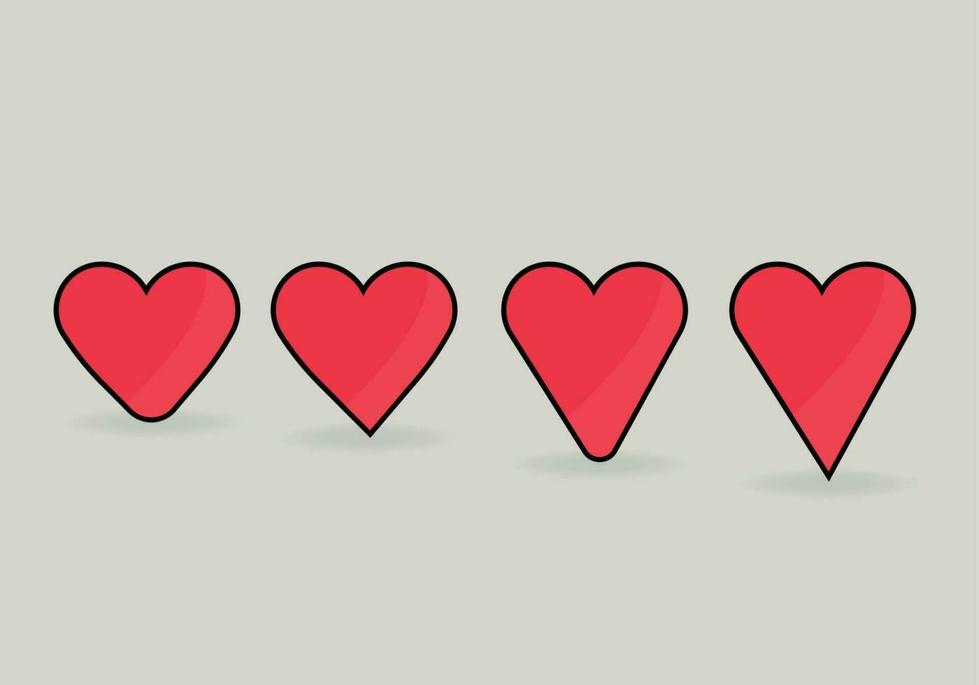 un conjunto de dibujado siluetas en el formar de un corazón. símbolo de amor. negro corazón formas plano estilo. social redes, web botones, como. web diseño. vector ilustraciones.