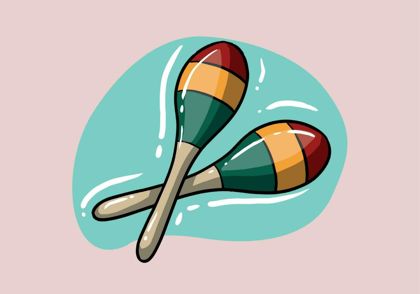 Hand drawn Mexican maracas. Musical instrument maracas. Maracas on