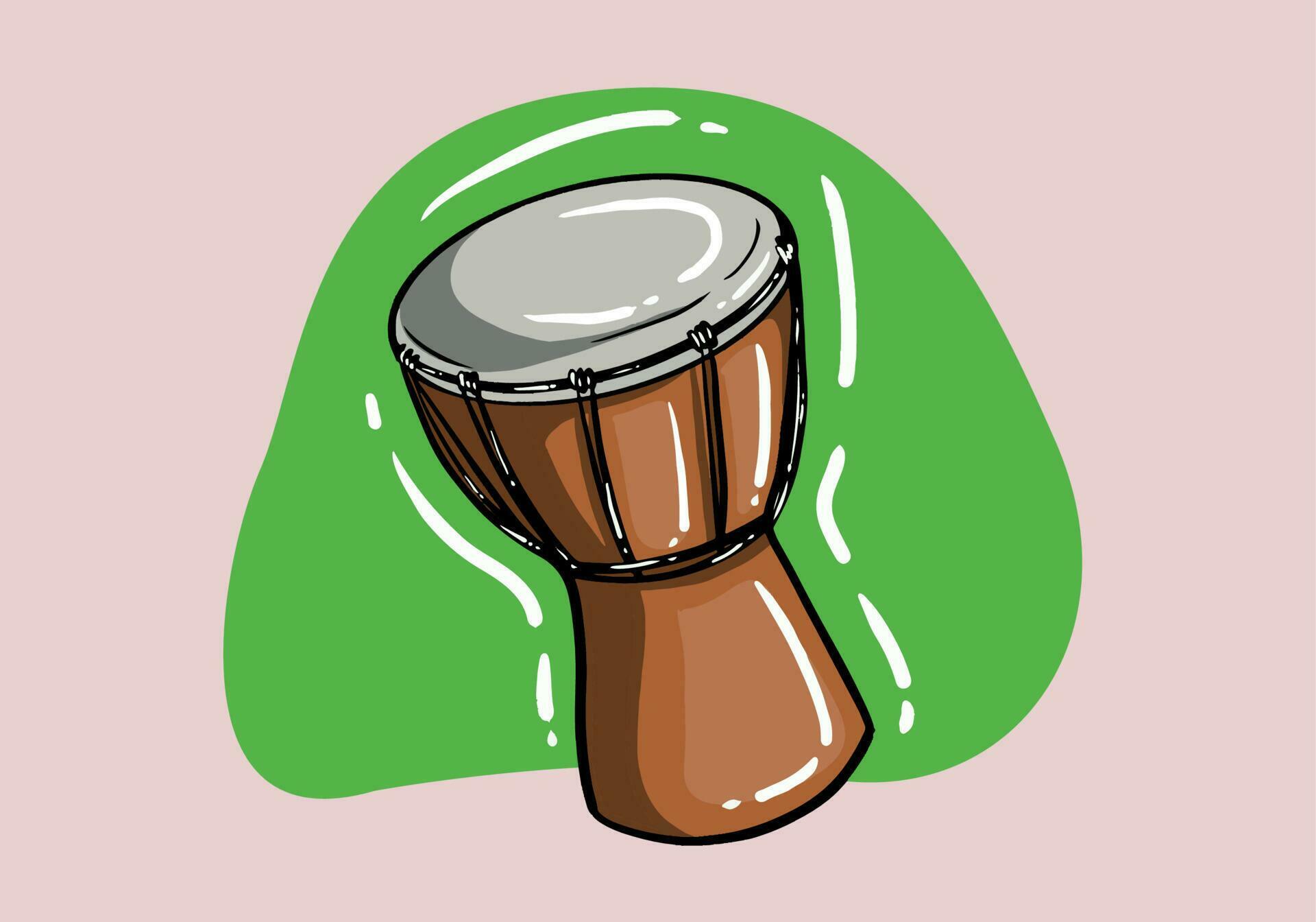 Hand drawn bongo drum cartoon style. African tam tam drum vector