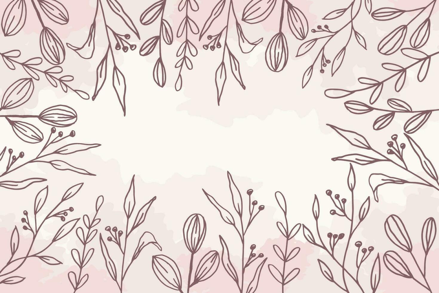 Floral background with beautiful hand drawn leaves and flowers for wedding or engagement or greeting cards vector