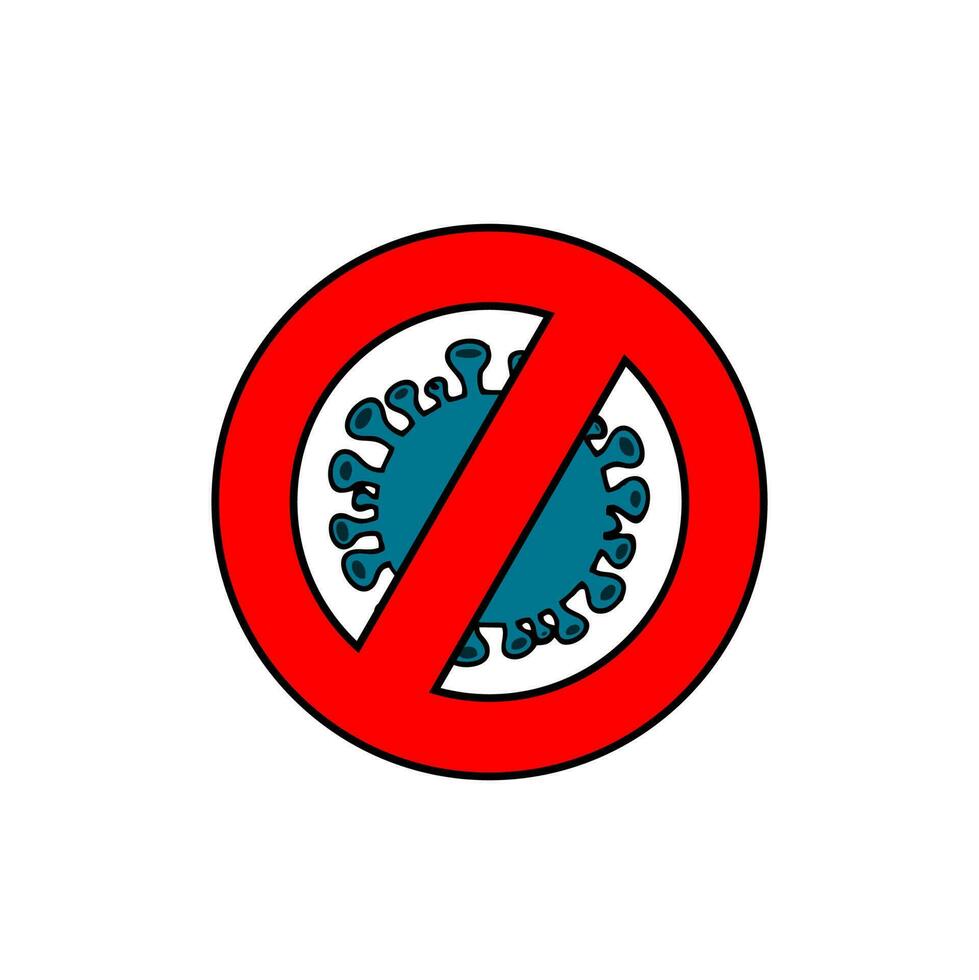 virus and prohibition sign vector design on white background
