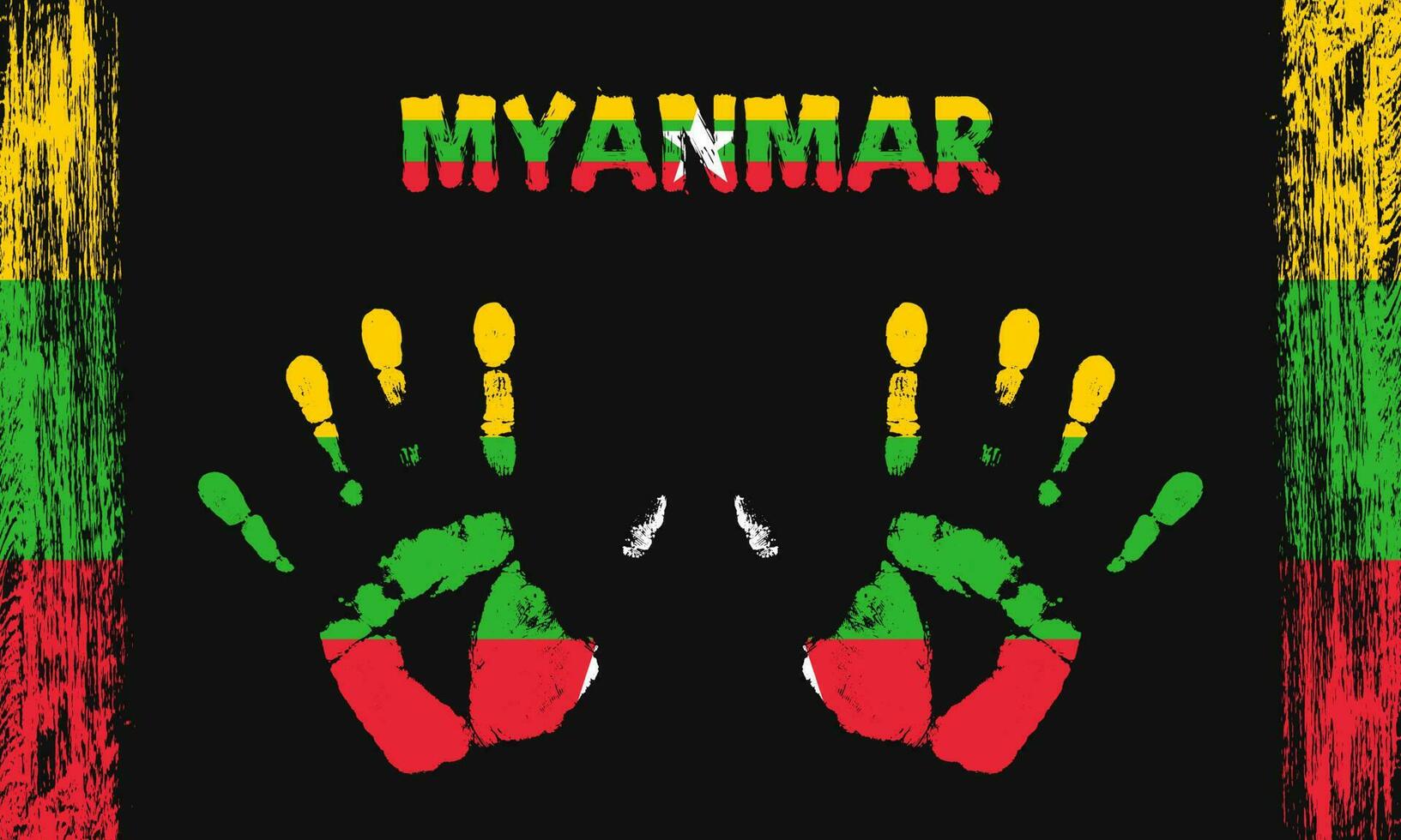 Vector flag of Myanmar with a palm