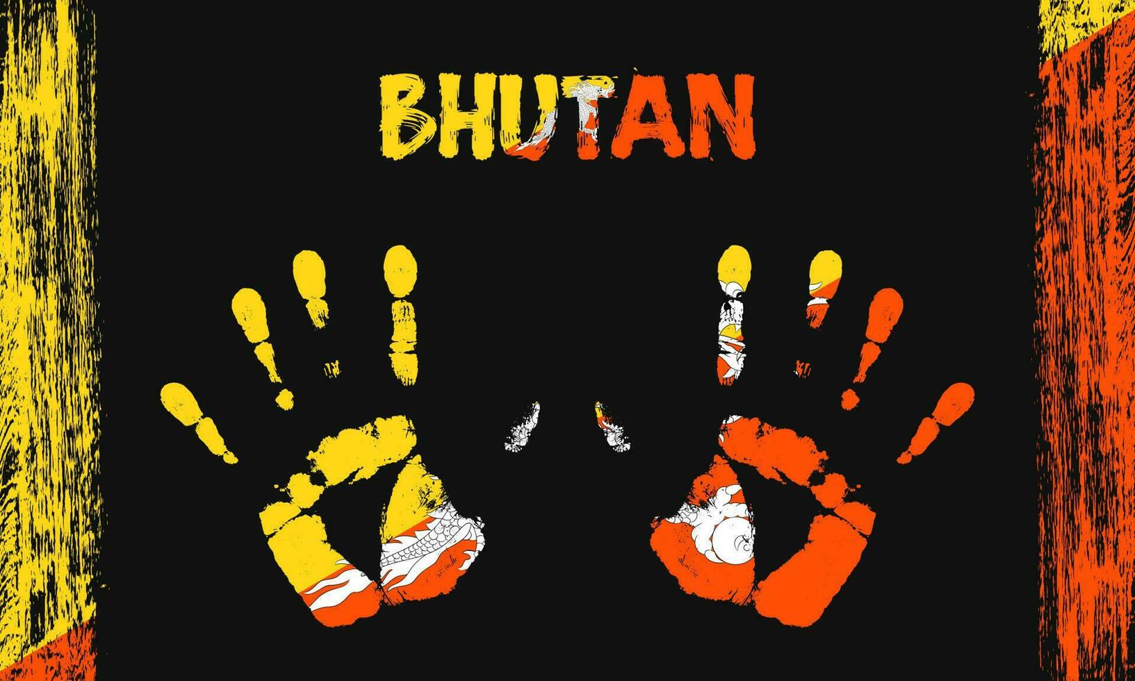 Vector flag of Bhutan with a palm