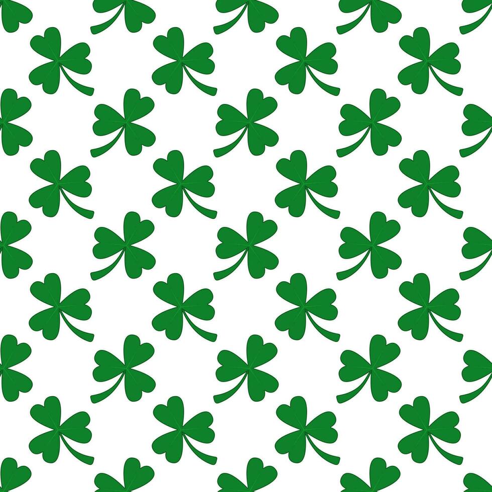 Clover leaves seamless pattern isolated on white background. vector