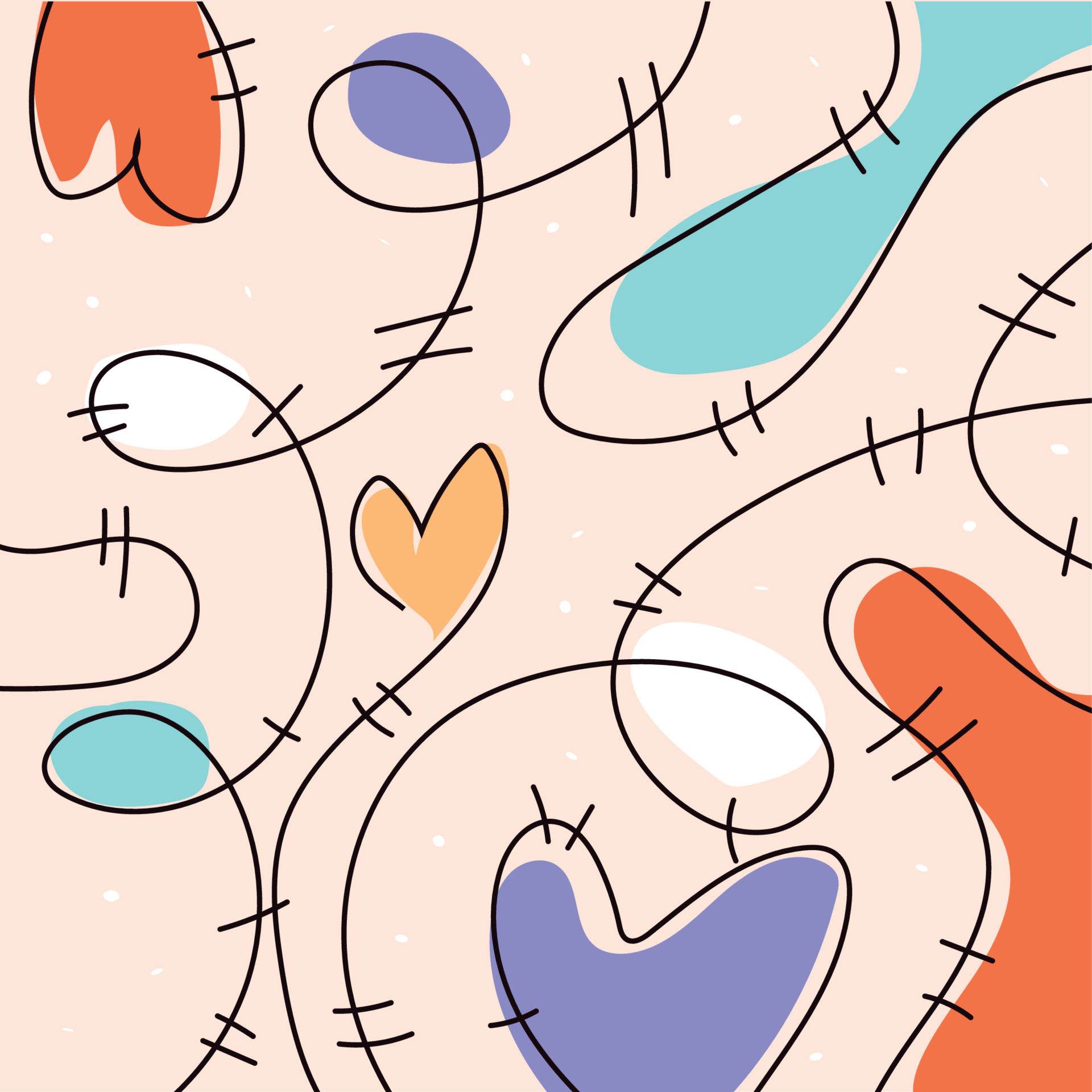 Hand drawn illustration background with patches Vector illustration