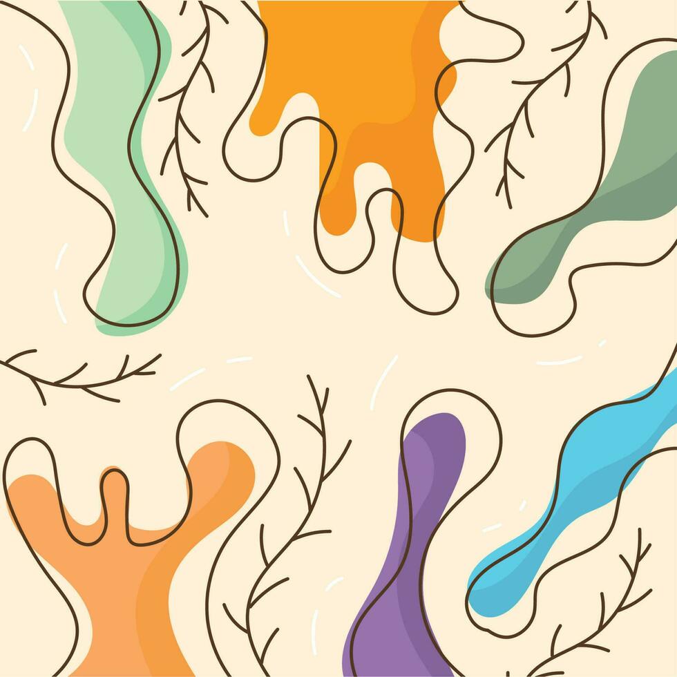 Hand drawn illustration background with underwater leaves Vector illustration