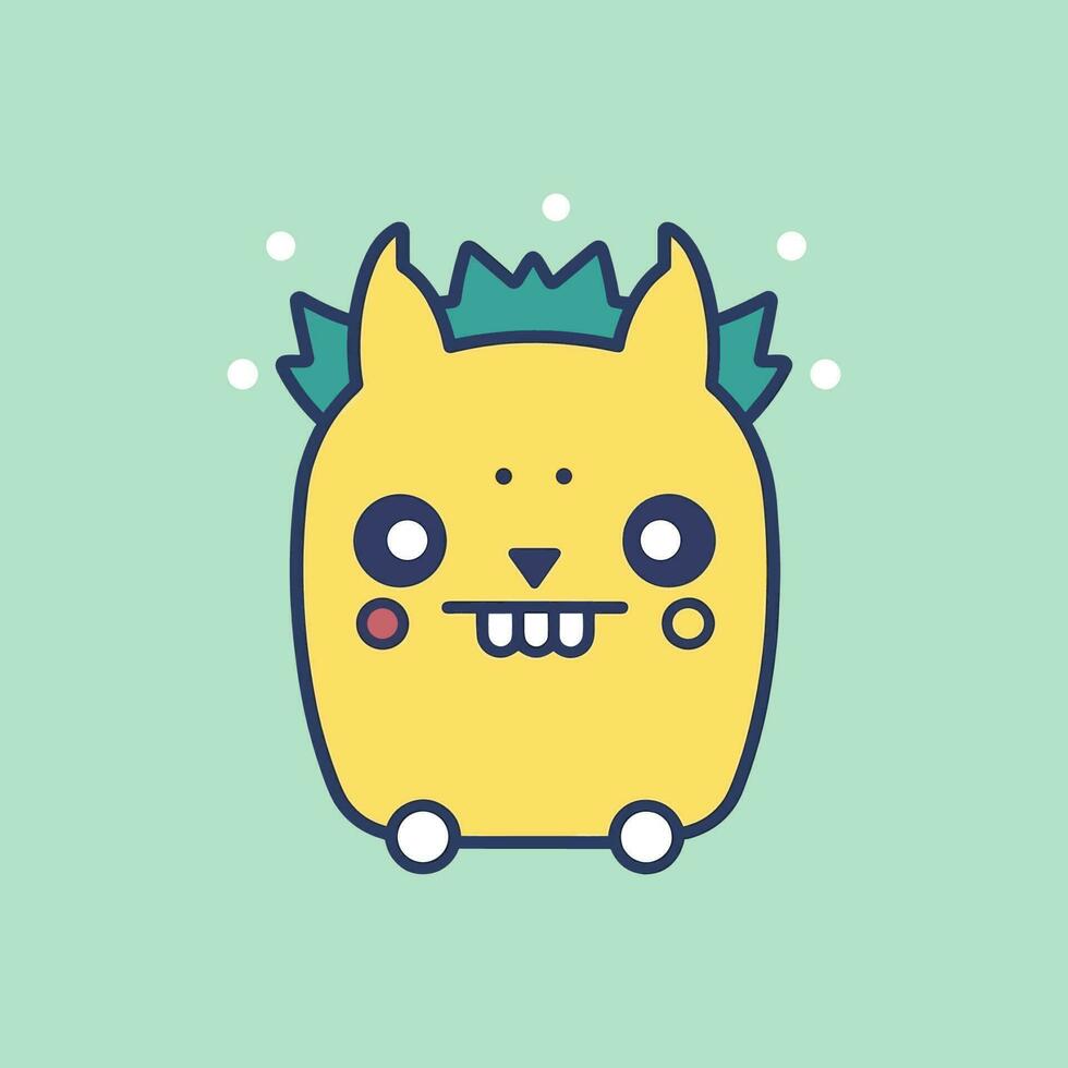 Cute kawaii monster cartoon illustration vector