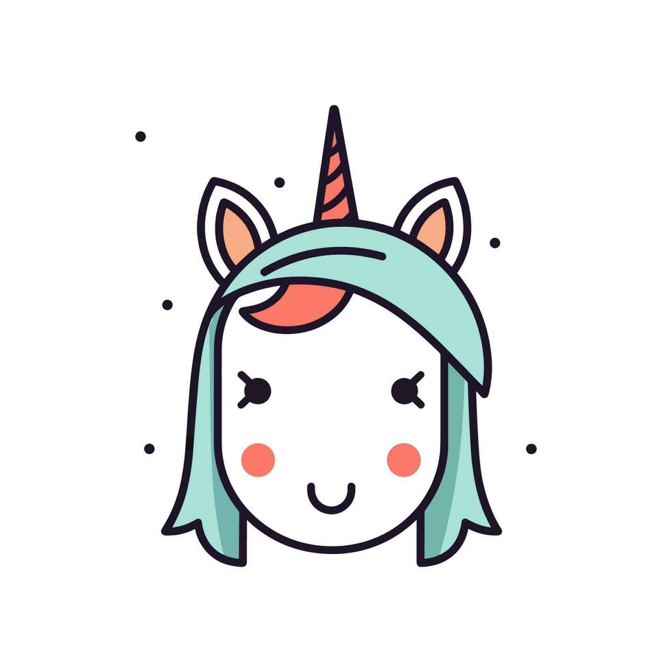 linda kawaii unicornio ilustración vector