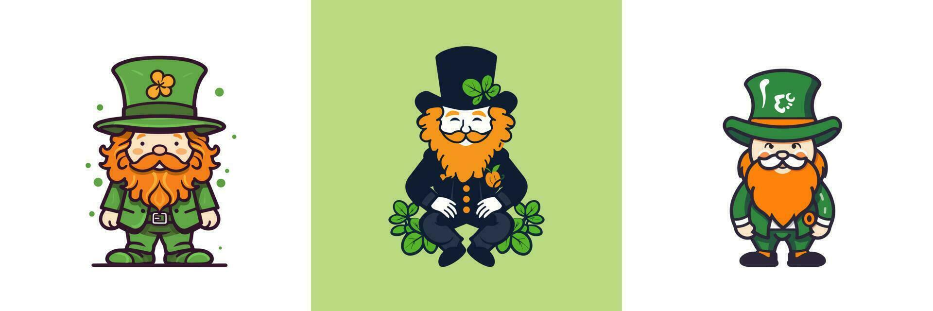 Cute kawaii Leprechaun cartoon illustration vector