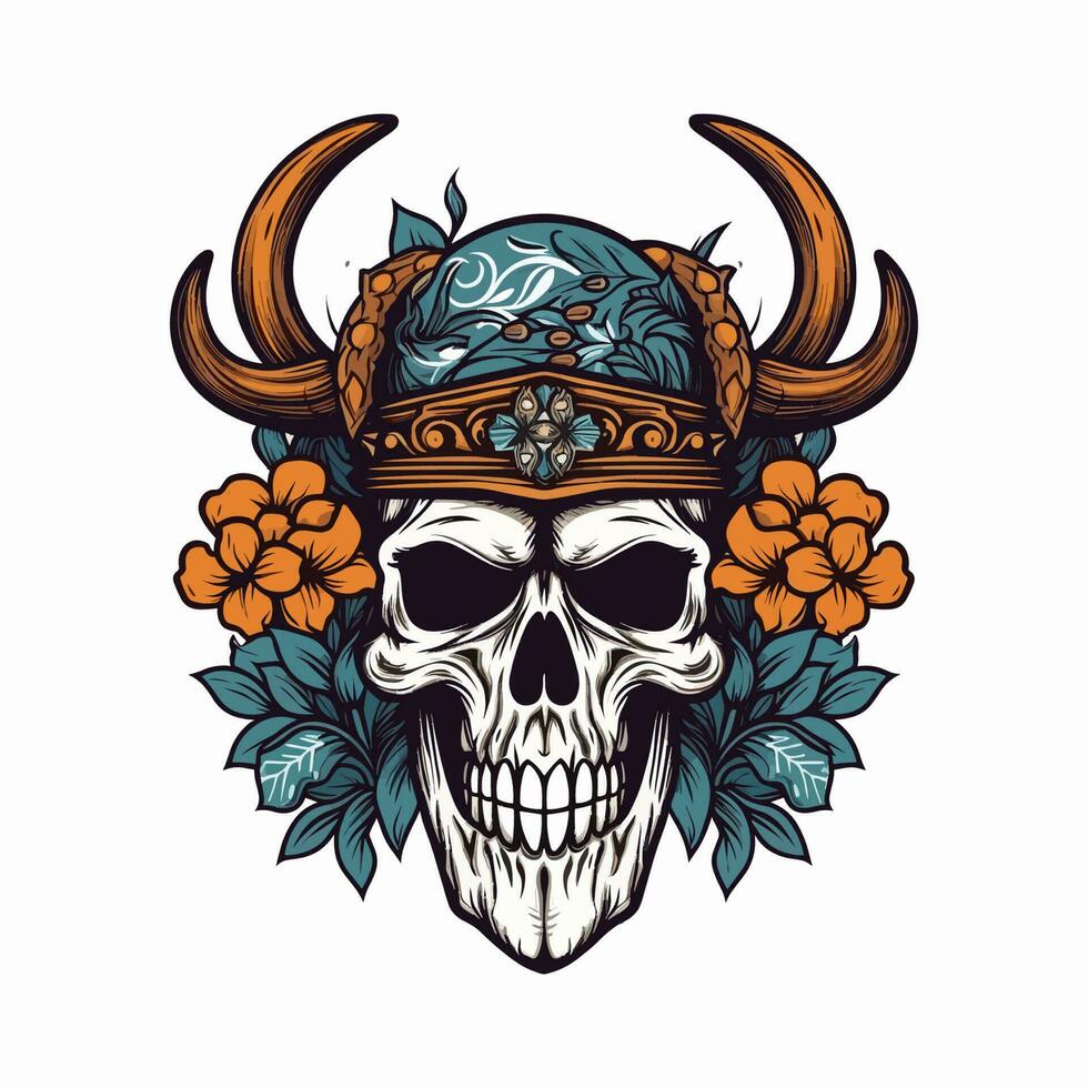 A fierce Viking warrior hand-drawn logo design, perfect for a sports team or brand wanting to convey strength and resilience vector