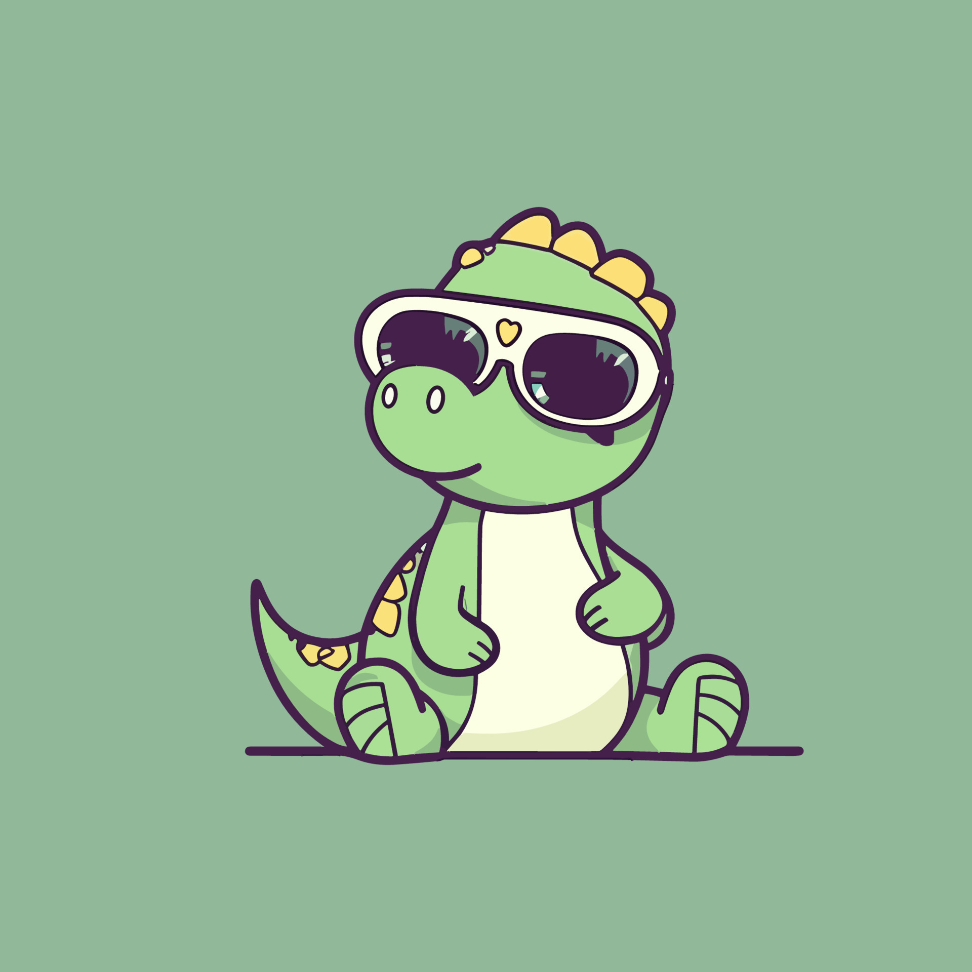 Cool baby Dinosaur wearing sunglasses cartoon reptile trex raptor