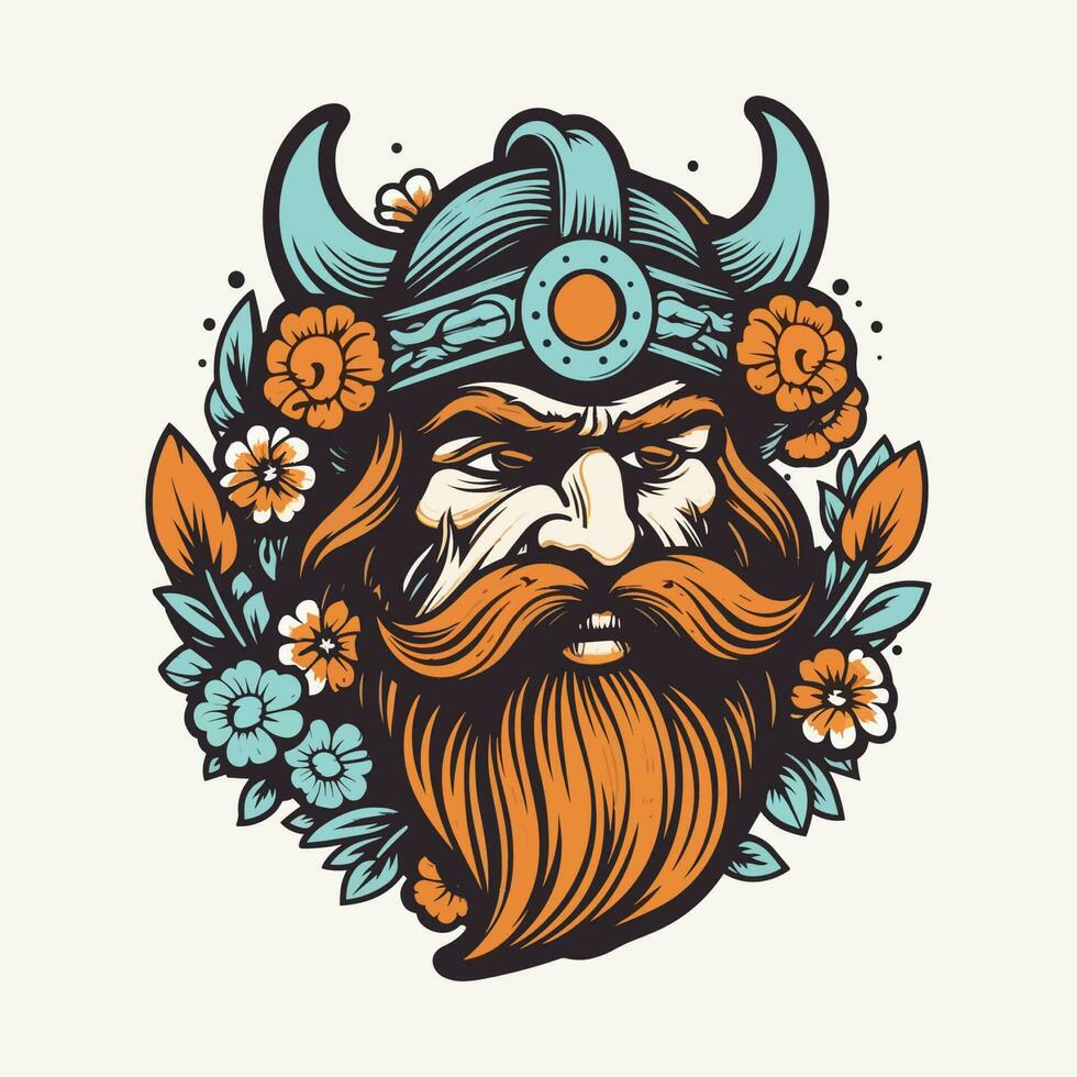un feroz vikingo guerrero dibujado a mano logo diseño, Perfecto para un Deportes equipo o marca falto a transmitir fuerza y Resiliencia vector