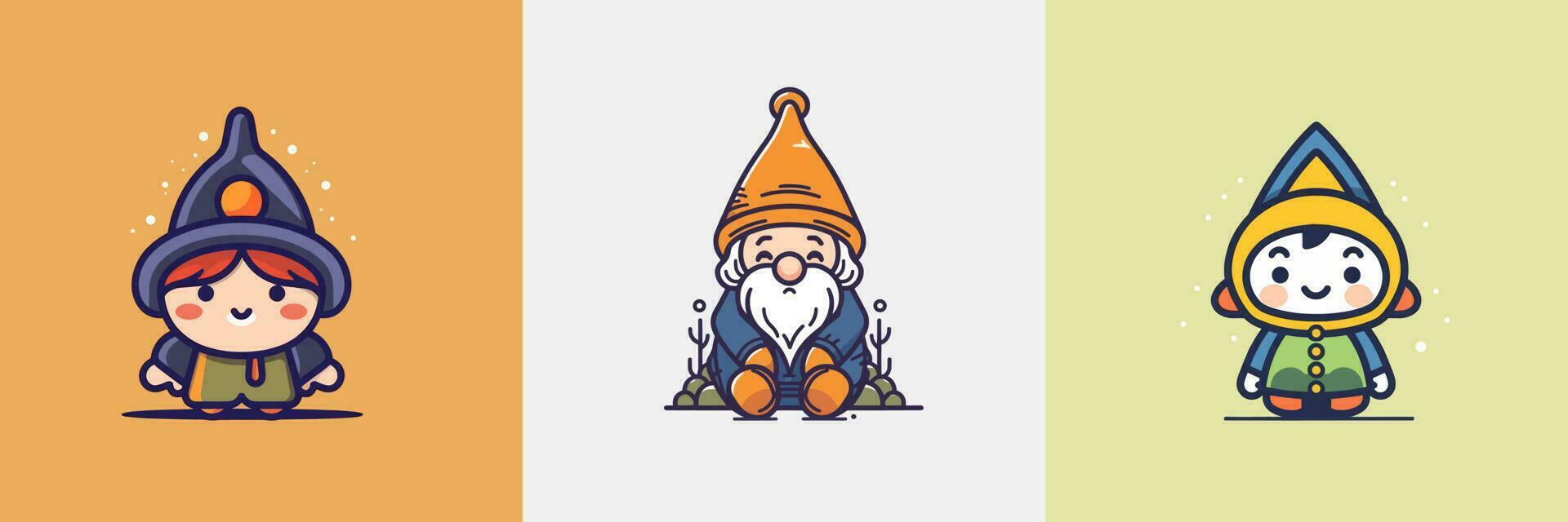 Cute kawaii Gnomes cartoon illustration vector