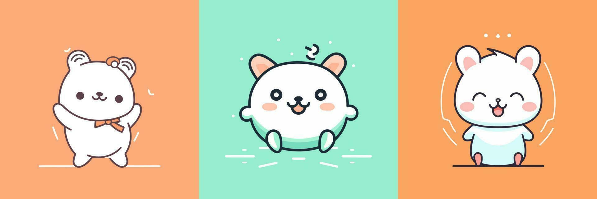 Cute kawaii pig cartoon illustration vector