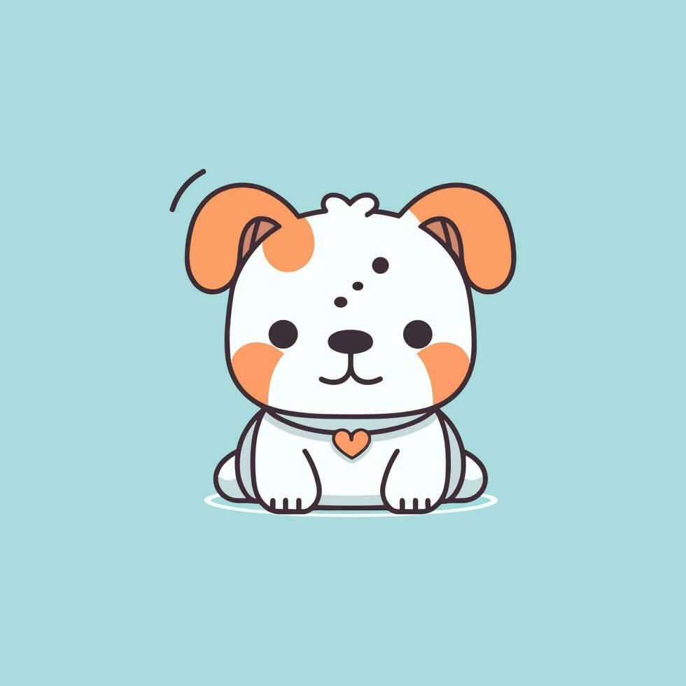 Cute kawaii bulldog cartoon doggy puppy illustration vector