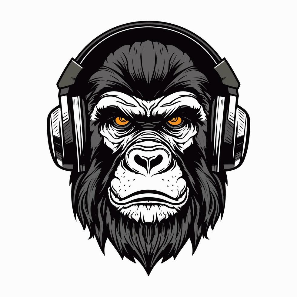 Powerful and fierce Gorilla logo design illustration, hand drawn to make a statement vector