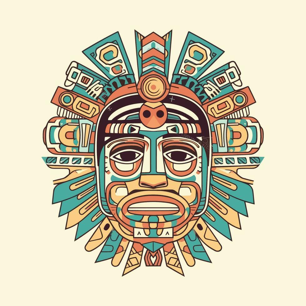 Explore the intricate details of Aztec culture with our stunning hand-drawn Aztec illustration design vector