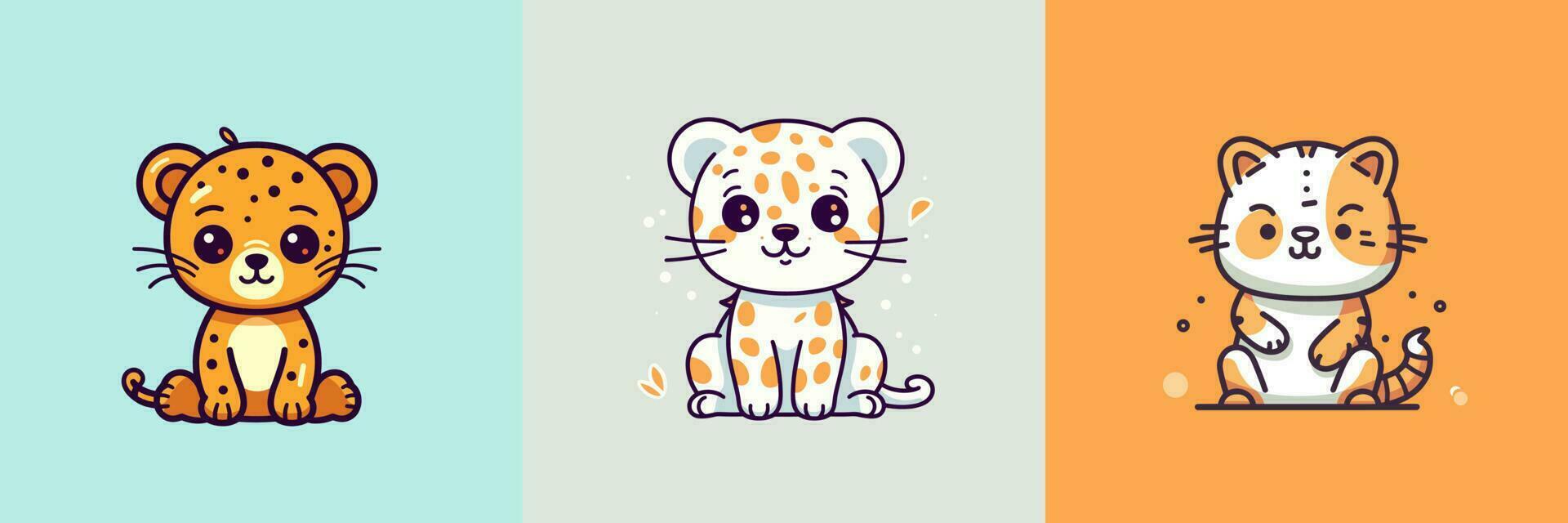 Cute kawaii Cheetah cartoon illustration vector