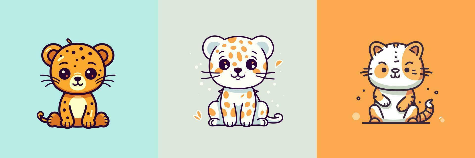 linda kawaii leopardo dibujos animados ilustración vector