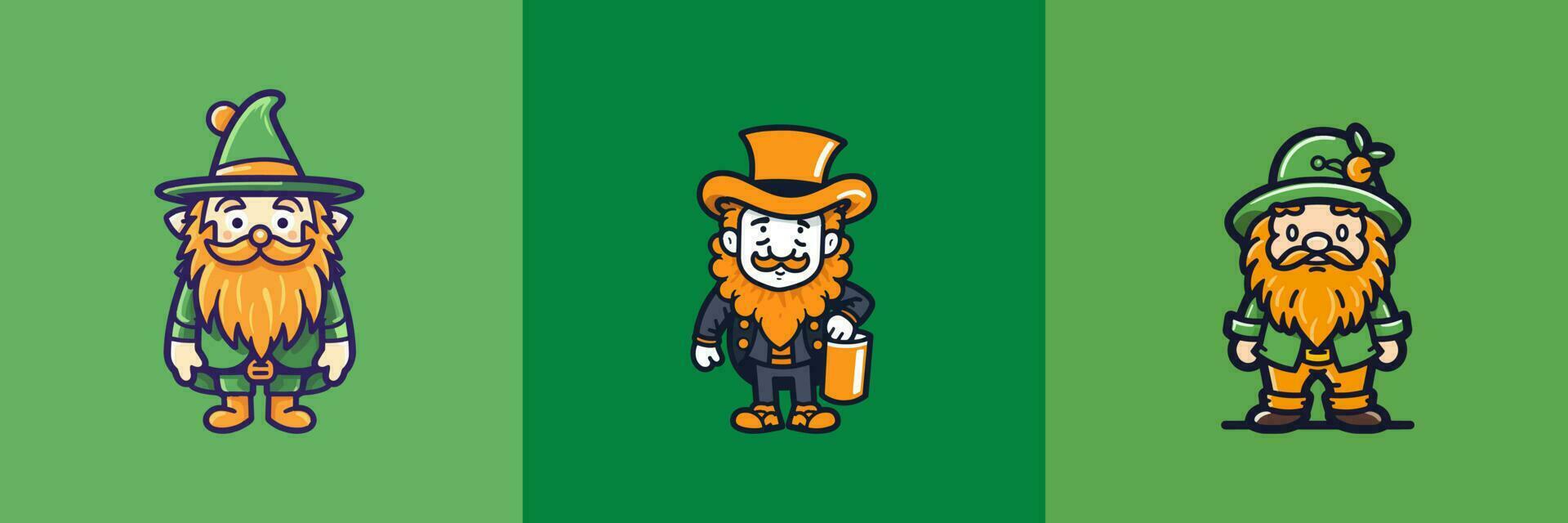 Cute kawaii Leprechaun cartoon illustration vector