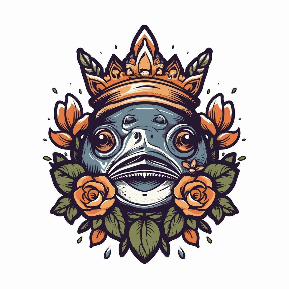 pescado flor dibujado a mano logo diseño ilustración vector