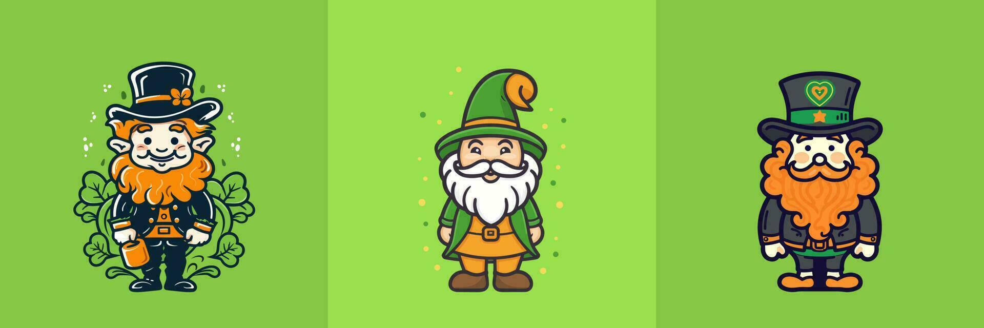 Cute kawaii Leprechaun cartoon illustration vector