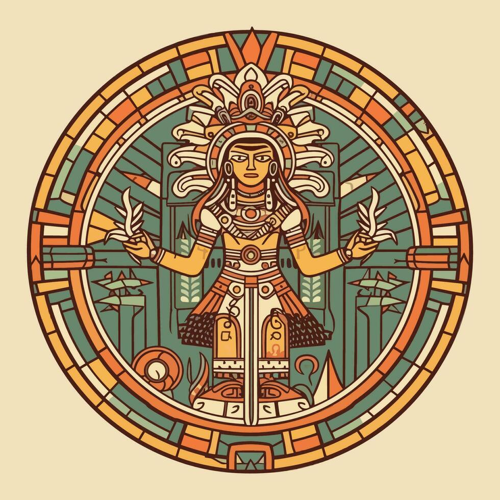 Explore the intricate details of Aztec culture with our stunning hand-drawn Aztec illustration design vector