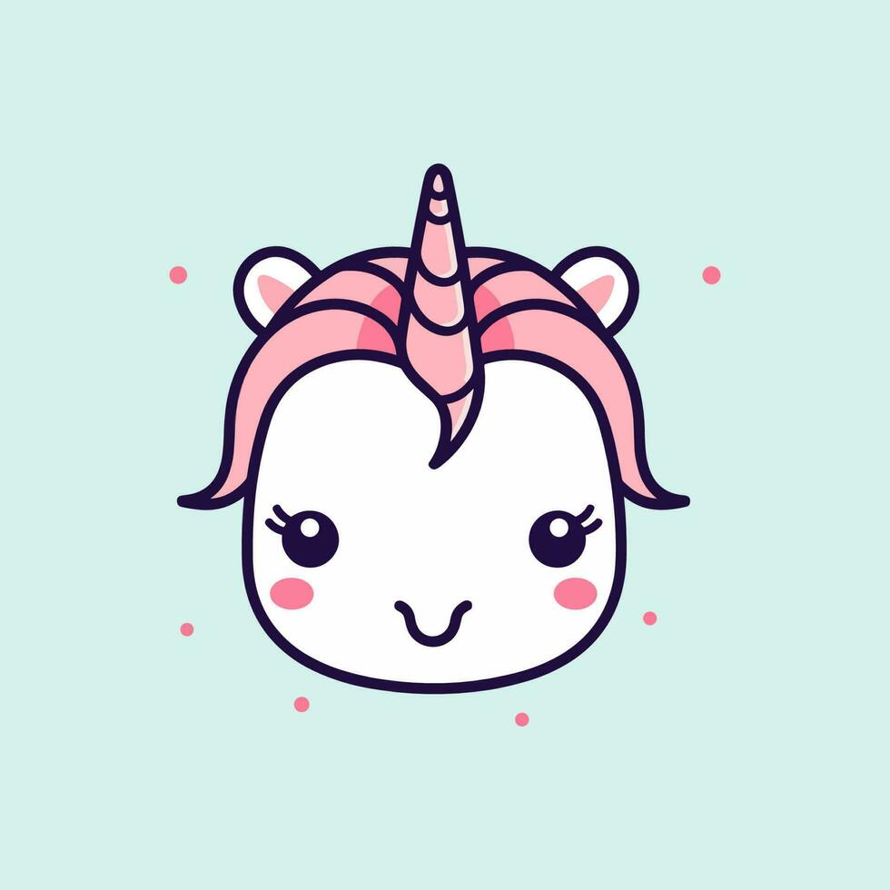 linda y vistoso kawaii unicornio ilustración Perfecto para ninguna divertido y caprichoso diseño proyecto vector