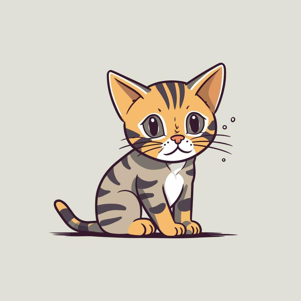 Cute Cat cartoon kitty meow kitten illustration vector