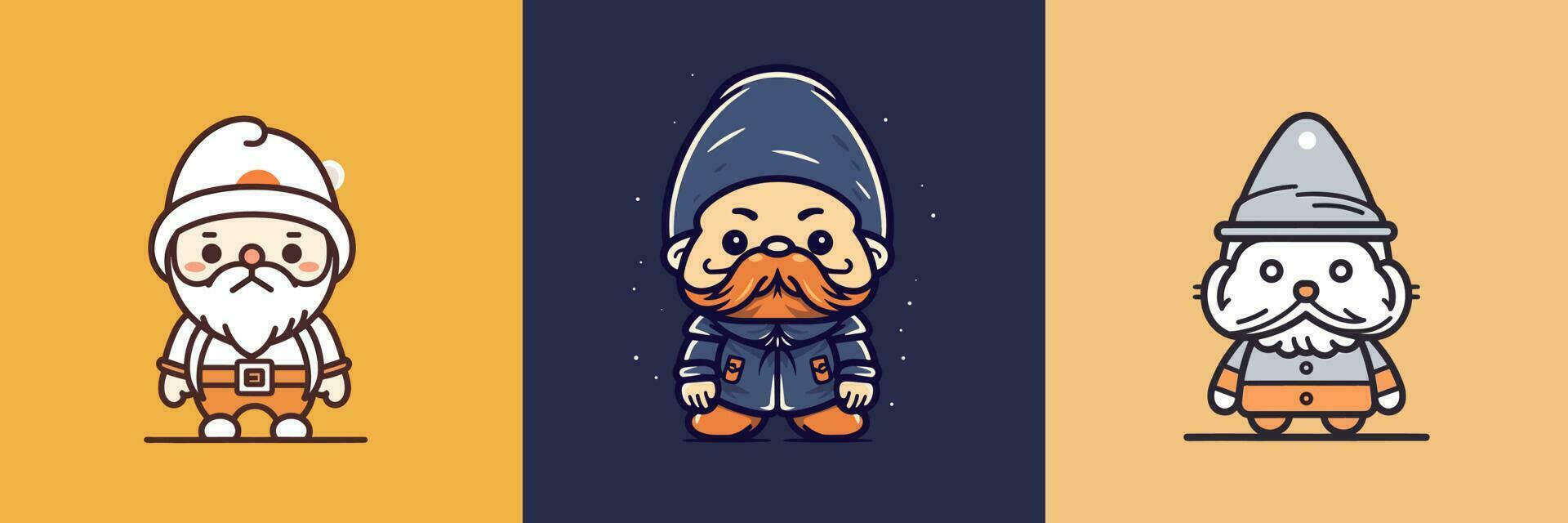 linda kawaii gnomos dibujos animados ilustración vector