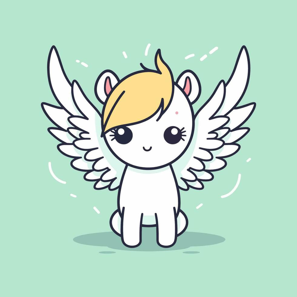 Cute kawaii unicorn illustration vector