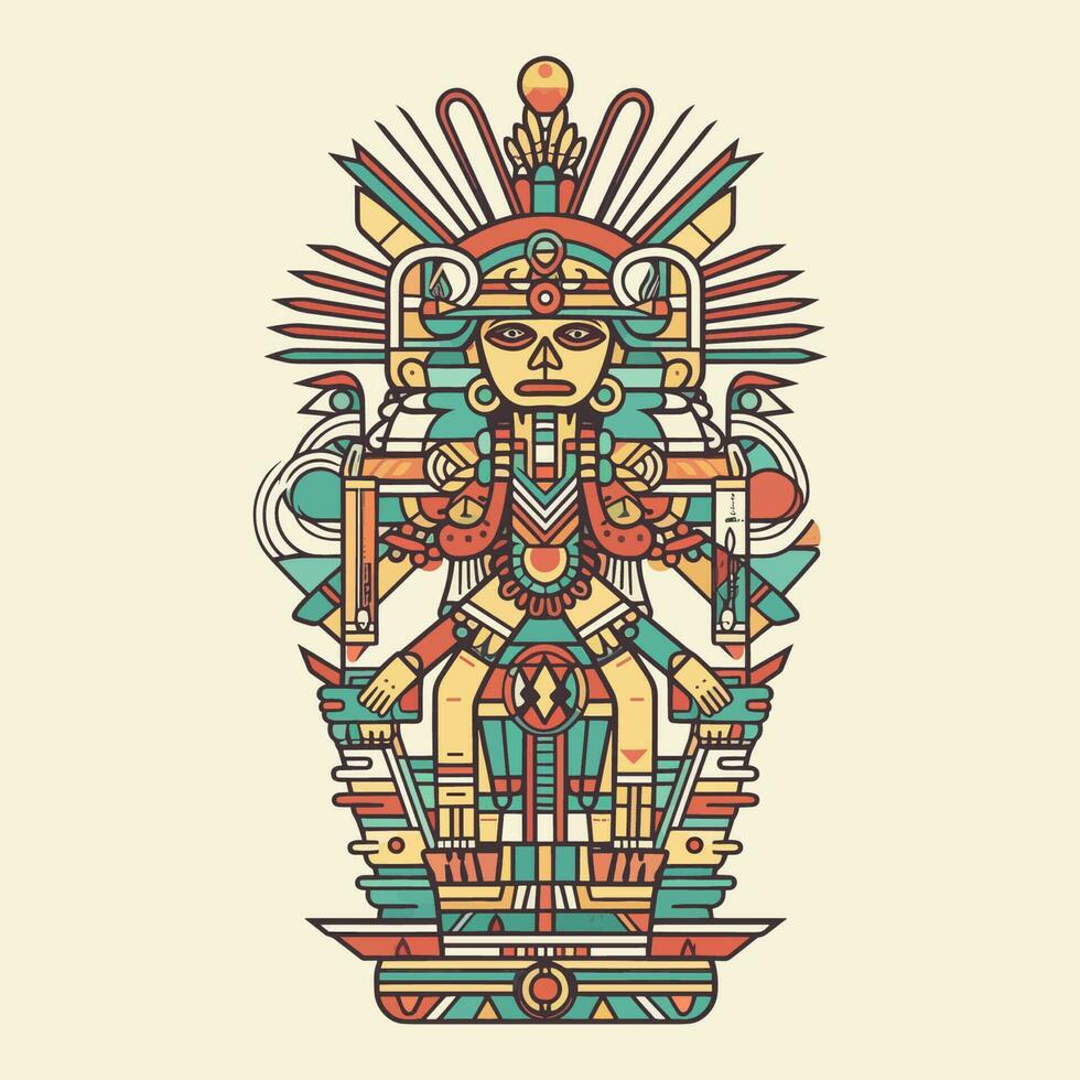 Explore the intricate details of Aztec culture with our stunning hand-drawn Aztec illustration design vector