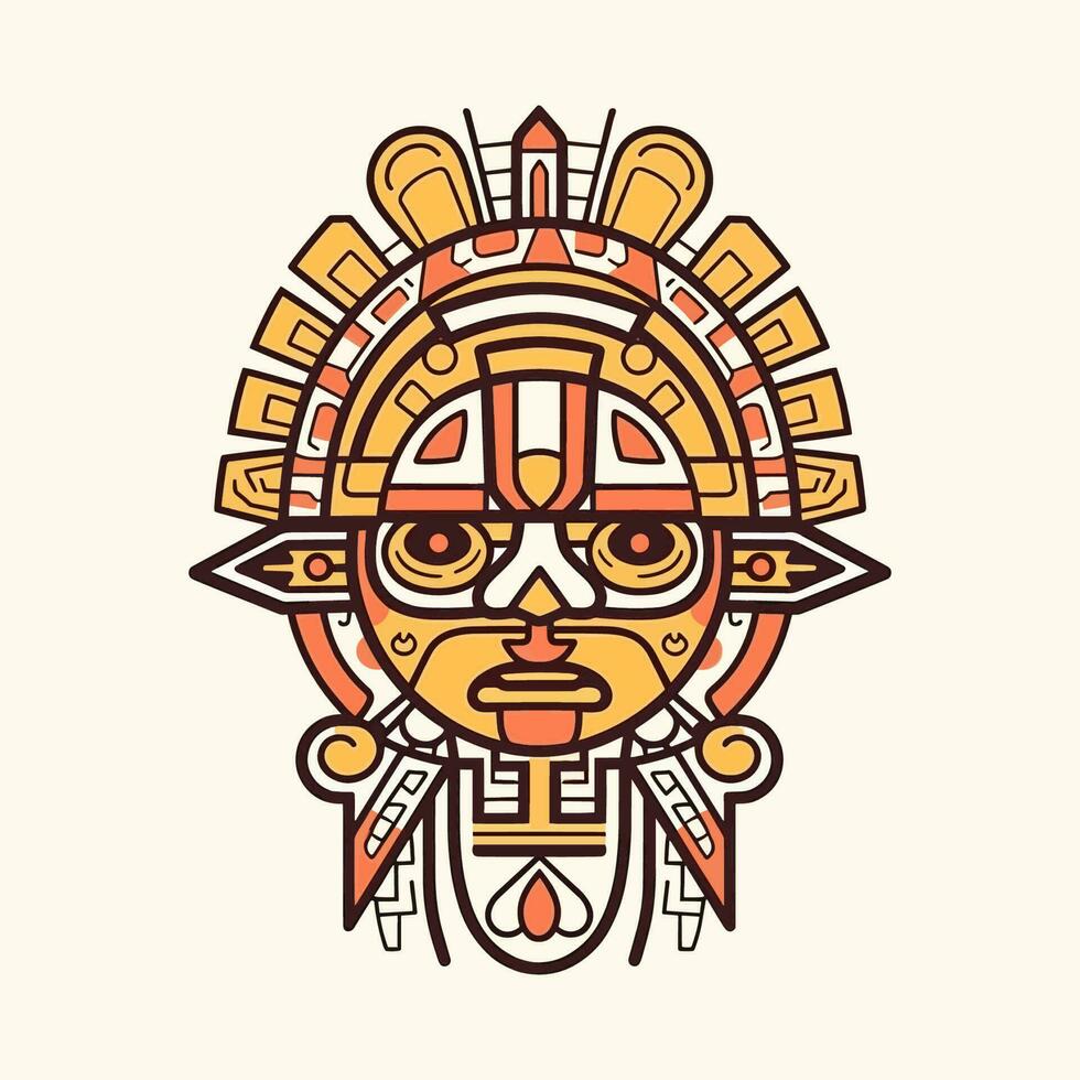 Explore the intricate details of Aztec culture with our stunning hand-drawn Aztec illustration design vector