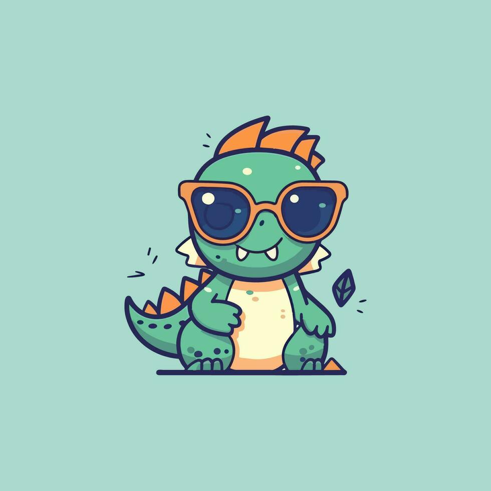 Cute baby Dinosaur cartoon reptile trex raptor illustration vector