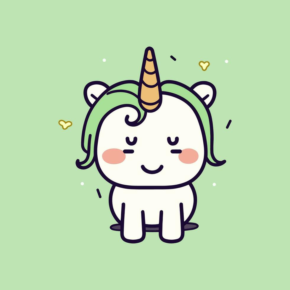 cute and colorful kawaii unicorn illustration perfect for any fun and whimsical design project vector