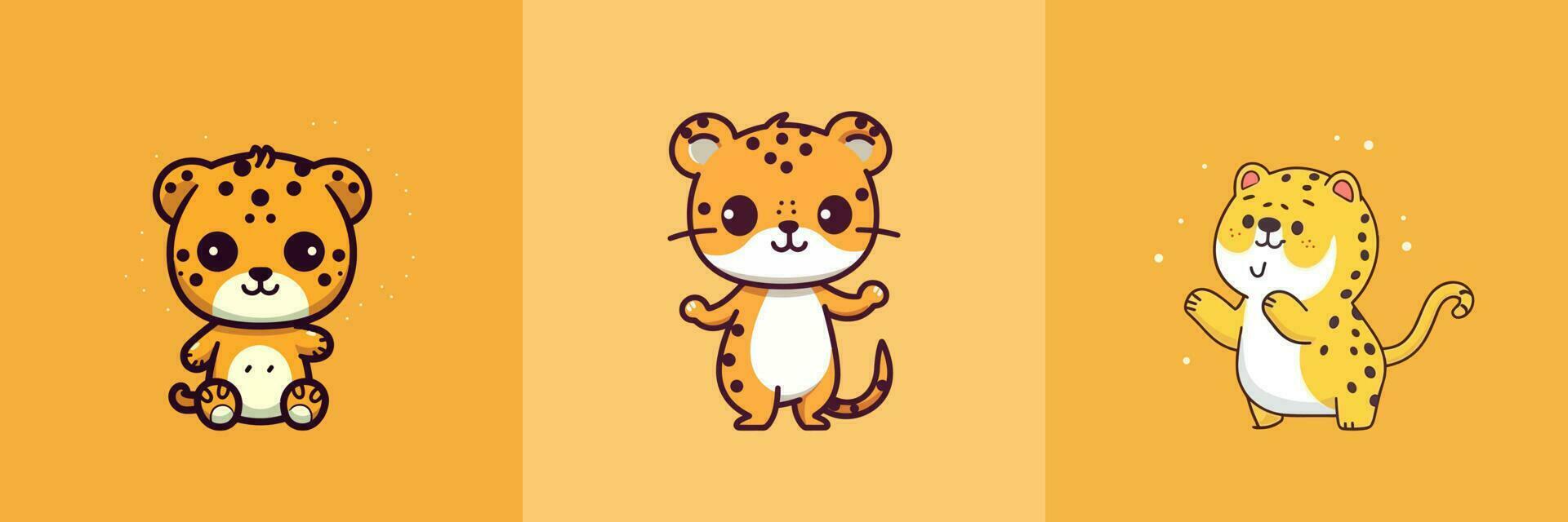 Cute kawaii Cheetah cartoon illustration vector