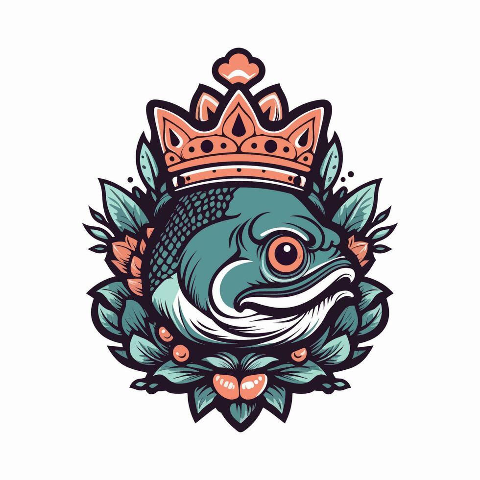 A beautiful fish surrounded by flowers in a logo illustration, perfect for a nature-inspired brand vector