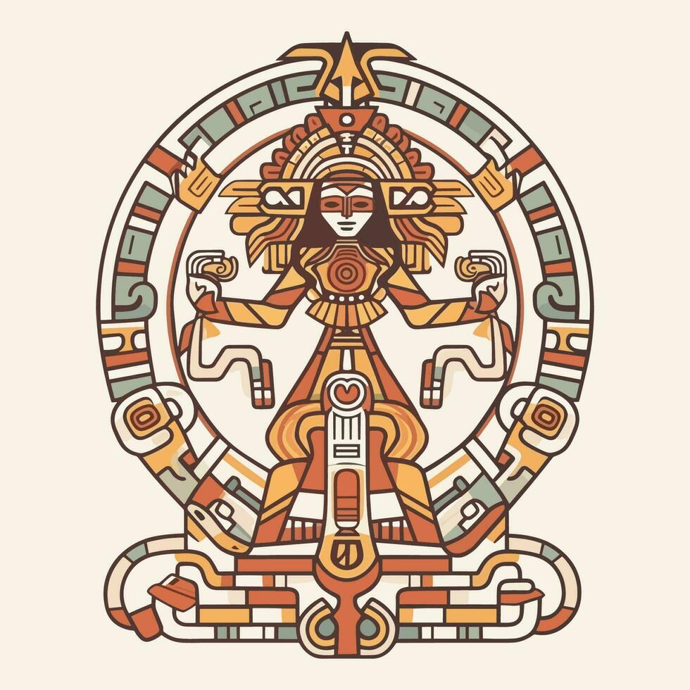 Explore the intricate details of Aztec culture with our stunning hand-drawn Aztec illustration design vector