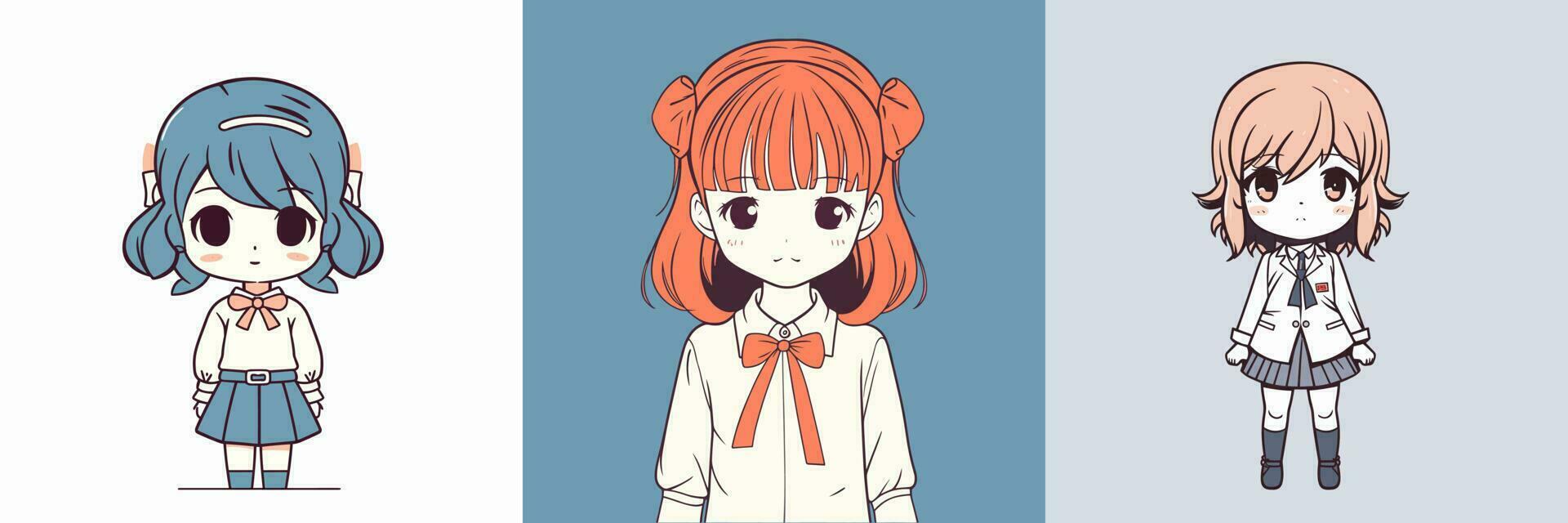 Cute kawaii girl chibi cartoon illustration vector