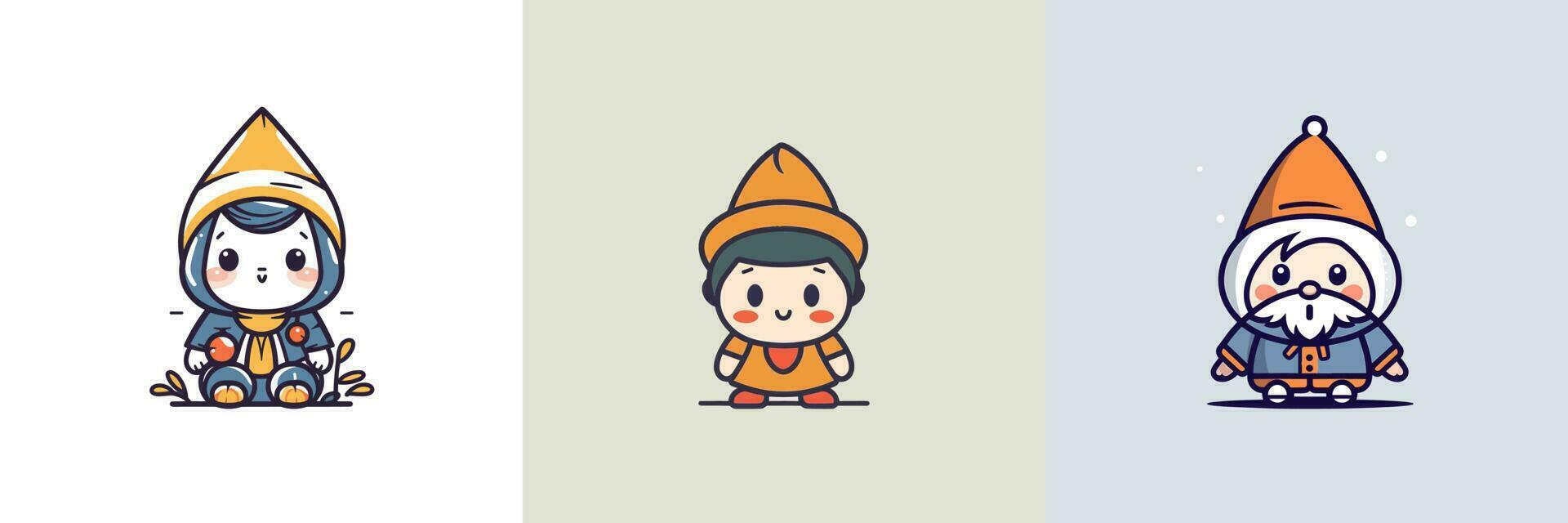 Cute kawaii Gnomes cartoon illustration vector