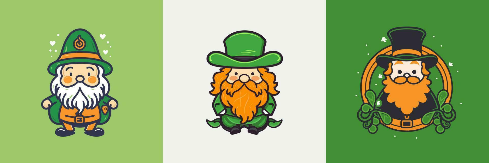 Cute kawaii Leprechaun cartoon illustration vector