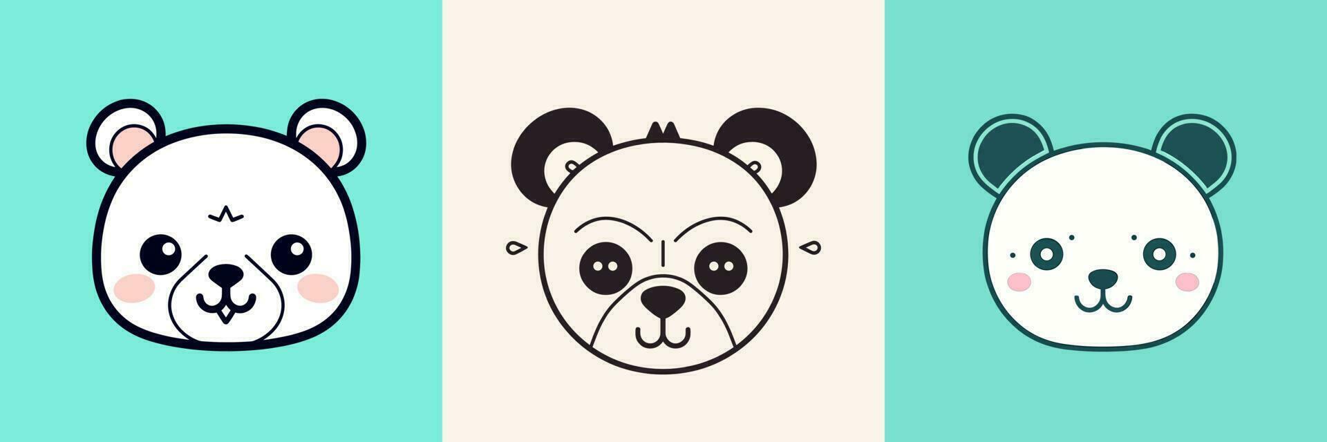 Cute kawaii panda cartoon illustration vector